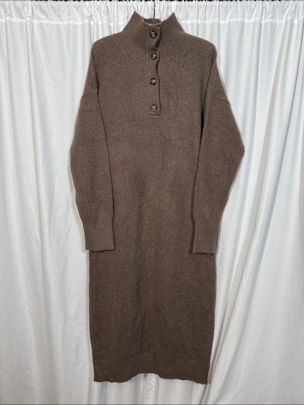 Universal Thread Brown Button-Front Knit Midi Dress